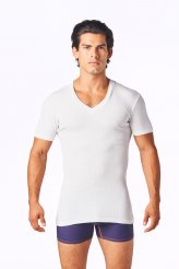 CoolWear Supima. Made in USA white v-neck undershirt