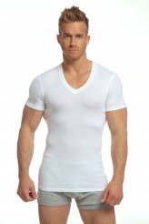 MicroModal Supima white v-neck undershirt. Made in America