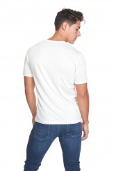 White crew neck TENCEL t-shirt for men. Made in USA