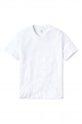 White v-neck American Made TENCEL t-shirt for men.